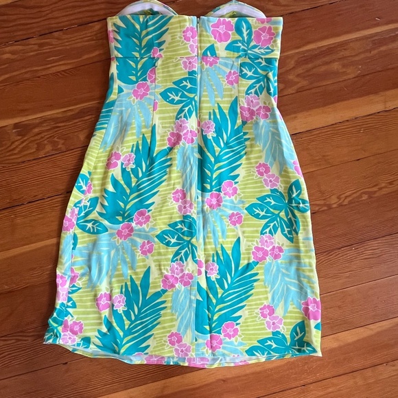 Lilly Pulitzer Strapless Silk/Spandex Hawaiian Print Dress Sz 2 - Picture 4 of 8